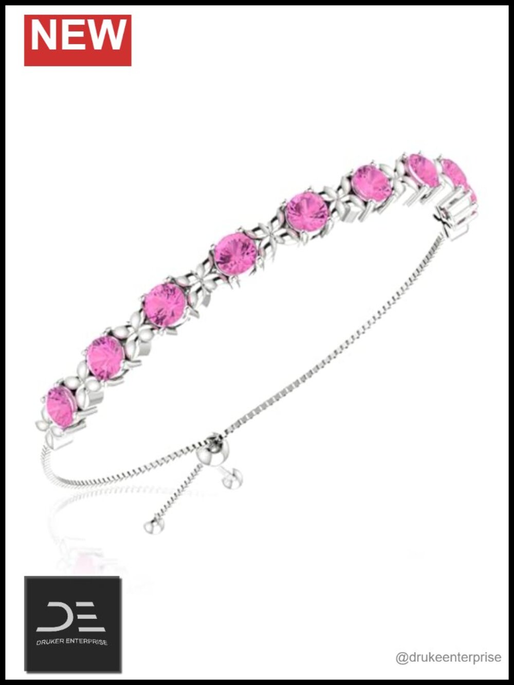925 Sterling Silver Tennis Bracelet 11 Inch Round Gemstones Prong Setting for